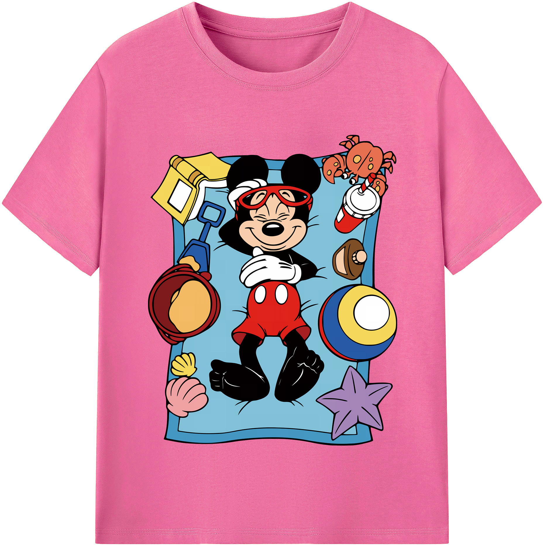 ミッキーマウス Mickey Mouse レディースカジュアルプリントTシャツ（綿100％）